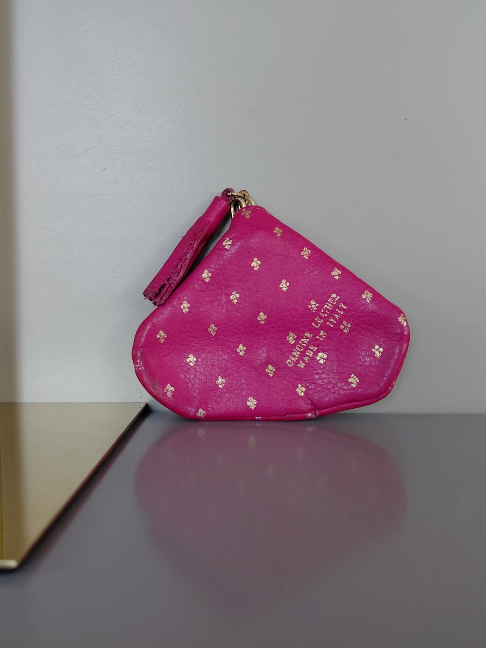 Pink Coin Pouch with Gold Accents